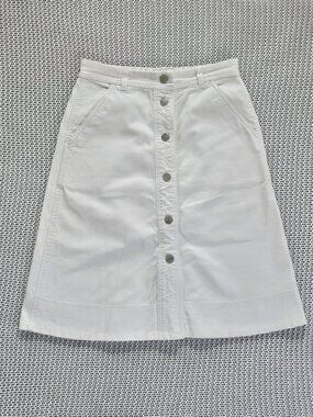 Massimo Dutti White A-Line Skirt with Button Front